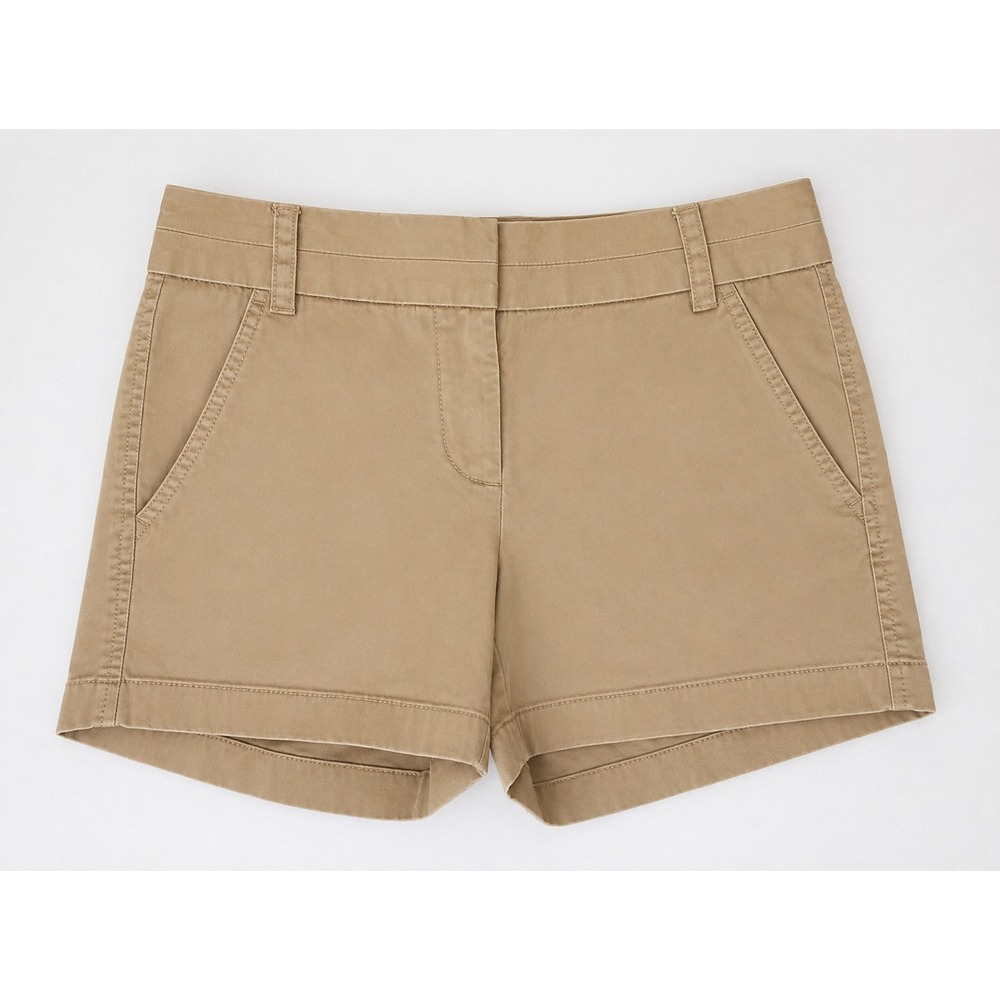 J.Crew Womens Chino 100% Cotton Shorts Khaki Tan Beige Size 0 Small VTG Y2K Prep
